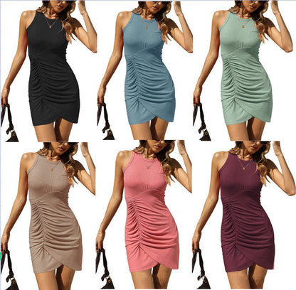 Damen Figurbetontes Rippkleid mit asymmetrischem Saum und Raffungen Stalluxe