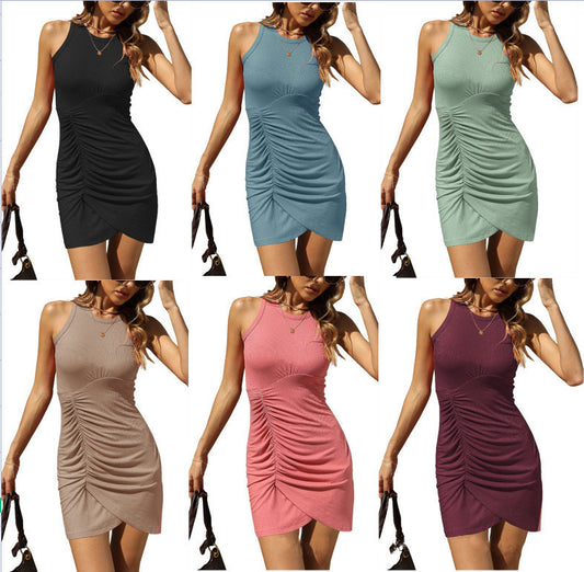 Damen Figurbetontes Rippkleid mit asymmetrischem Saum und Raffungen Stalluxe