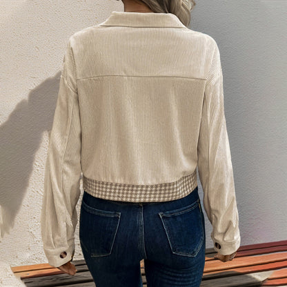 Damen gestreifte Cordjacke im modernen Houndstooth-Design Stalluxe
