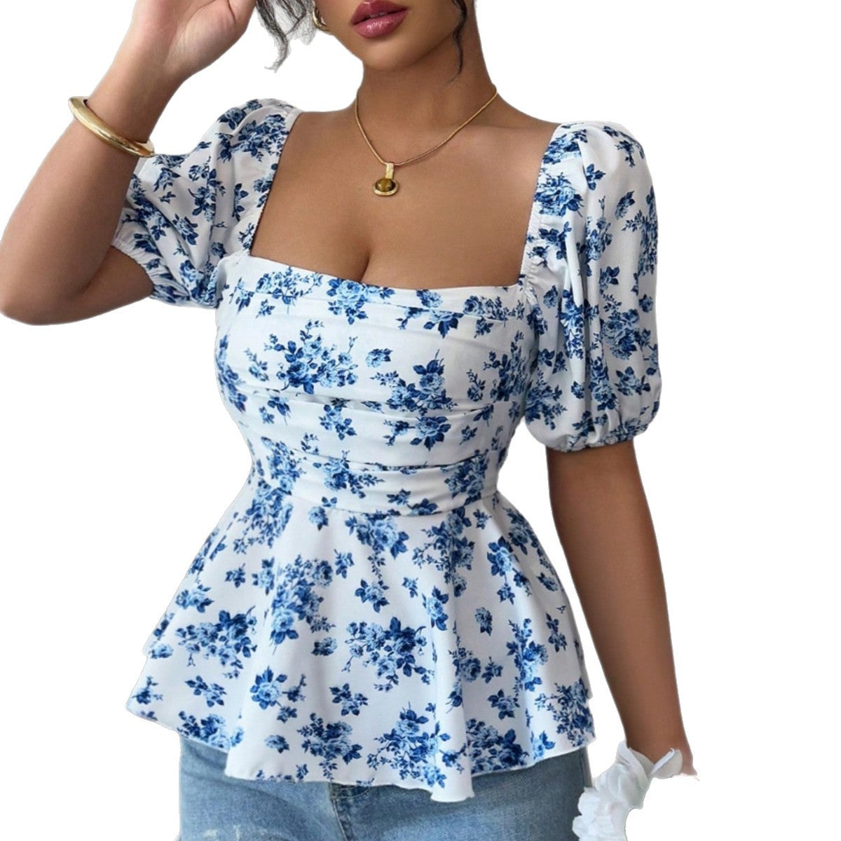 Damen Bluse mit Volant und floralem Design Stalluxe