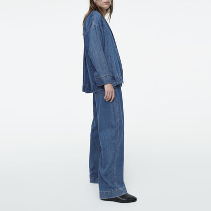 Damen lässiges Denim-Jacket-Hosen-Set mit Übergrößen Stalluxe
