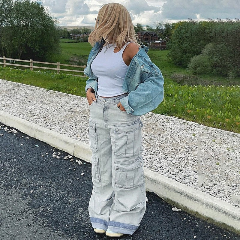 Damen Cargo-Jeans im Oversize-Style mit praktischen Taschen Stalluxe