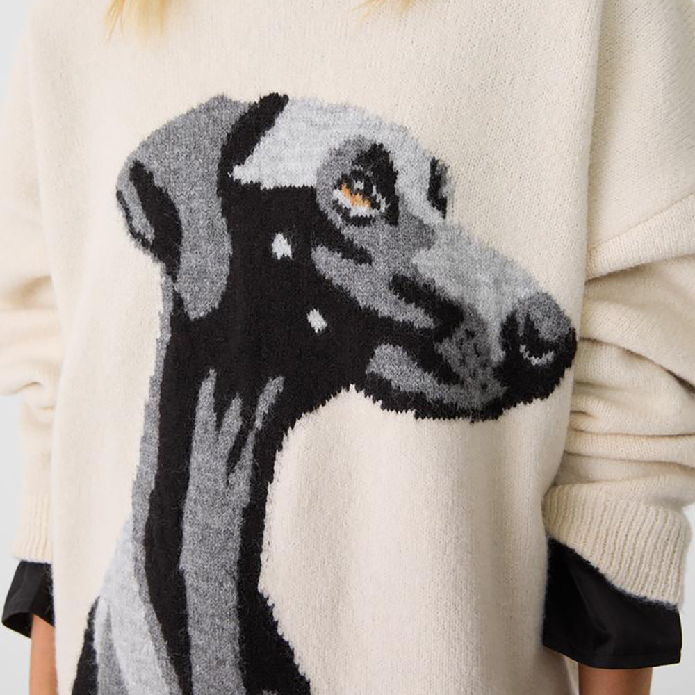 Damen Oversized Pullover mit einzigartigem Hundemuster Stalluxe
