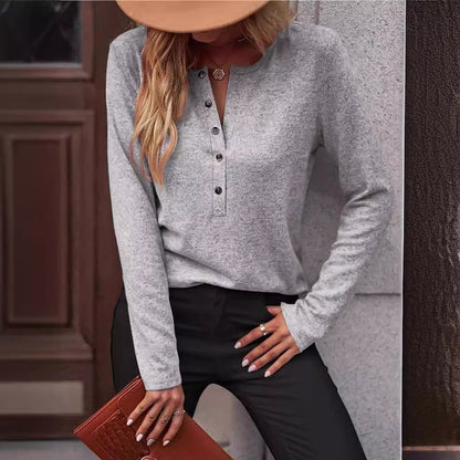 Damen Bequemes Langarmshirt mit Knopfdetail Stalluxe