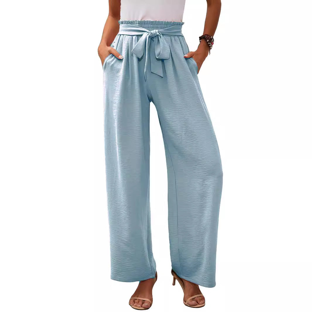 Damen Weite Stoffhose mit Elastischem Bund und Gürteldetail Stalluxe