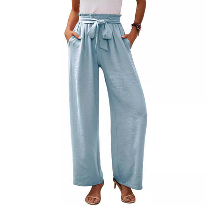 Damen Weite Stoffhose mit Elastischem Bund und Gürteldetail Stalluxe