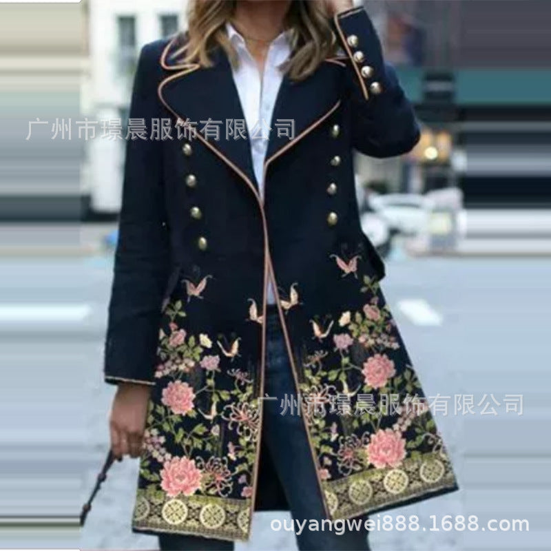Damen eleganter und bestickter Trenchcoat Stalluxe