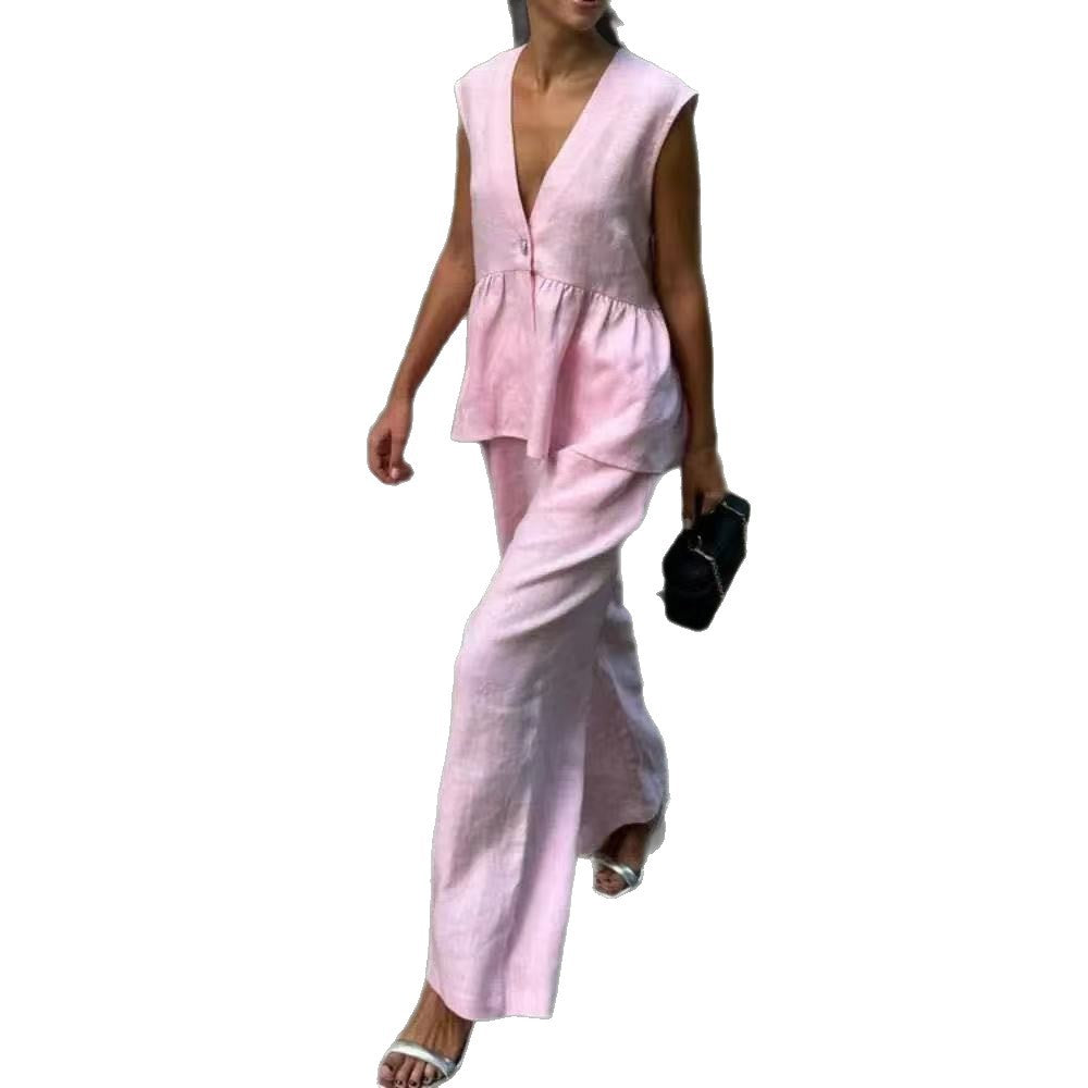 Damen Jumpsuit mit schickem V-Ausschnitt und fließendem Schnitt Stalluxe