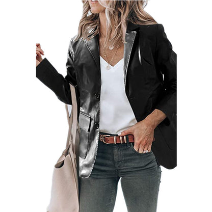 Damen elegante Blazerjacke im zeitlosen Design mit glänzender Oberfläche Stalluxe