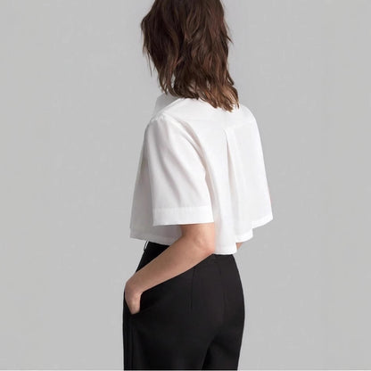 Damen Kurzarm Bluse mit eleganter Faltenoptik Stalluxe
