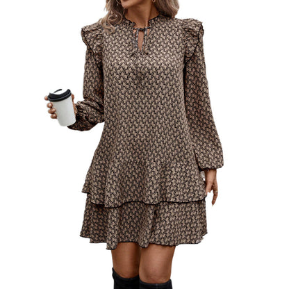 Damen Freizeitkleid mit romantischem Rüschendesign und Schlüsselloch-Ausschnitt Stalluxe