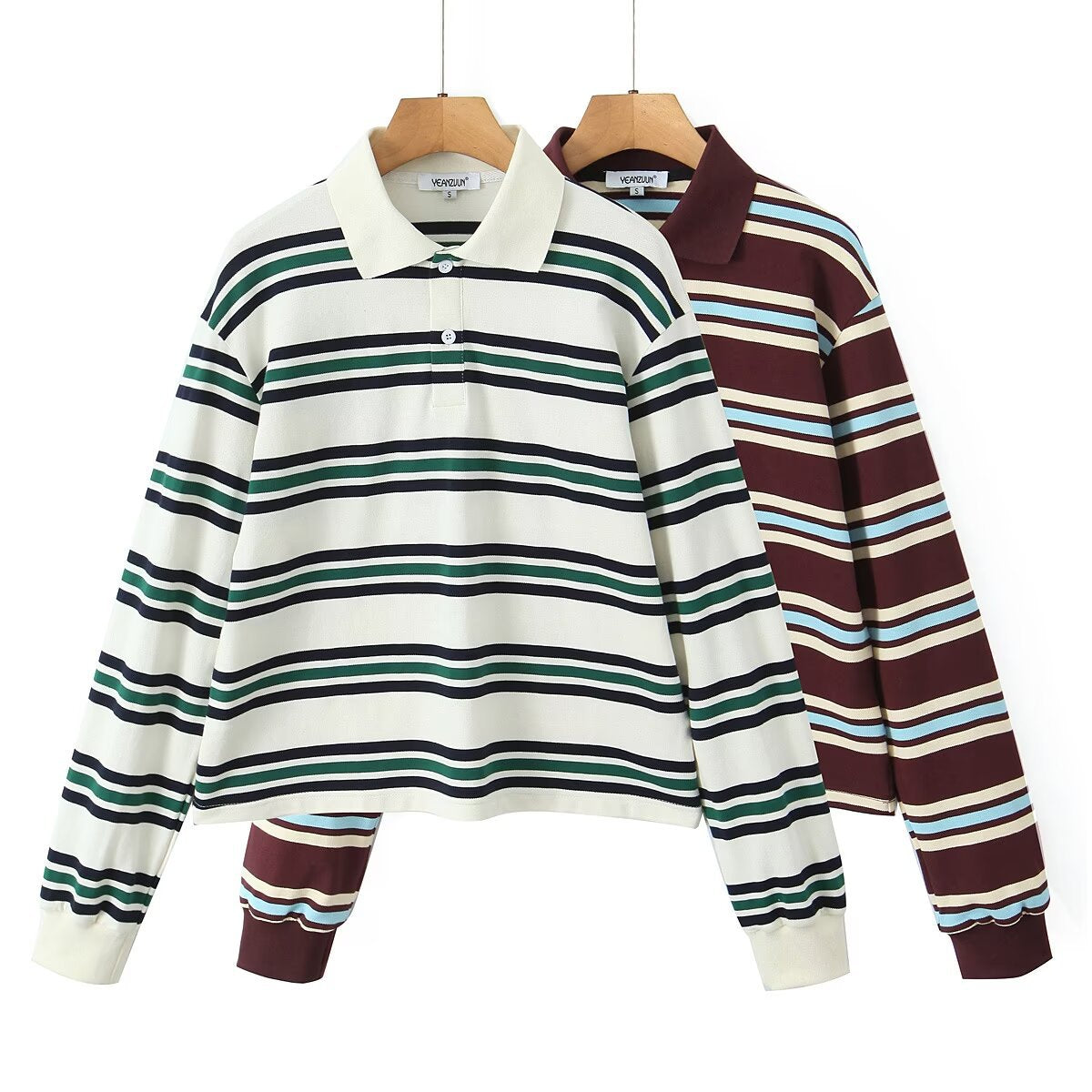 Damen Longsleeve Poloshirt mit modernem Streifenmuster Stalluxe