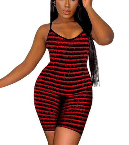 Damen Modellierender Jumpsuit mit schmalen Trägern und grafischem Streifenmuster Stalluxe