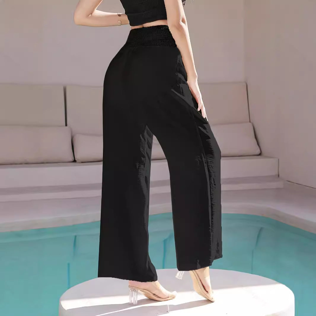 Damen Weite Chiffon-Hose mit elastischem Bund Stalluxe