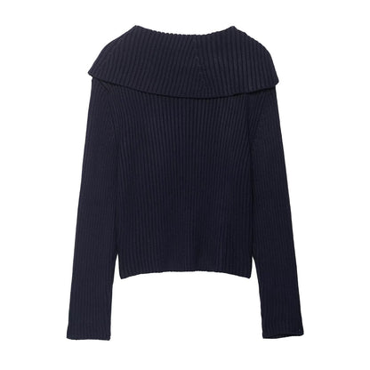 Damen modische Strickjacke mit asymmetrischem Kragen und Reißverschluss Stalluxe