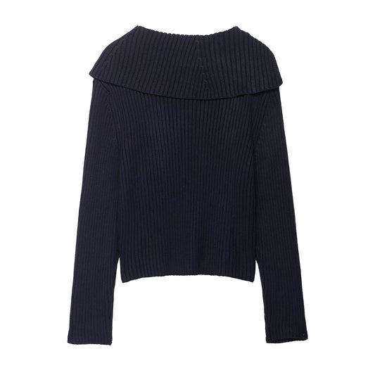 Damen modische Strickjacke mit asymmetrischem Kragen und Reißverschluss Stalluxe