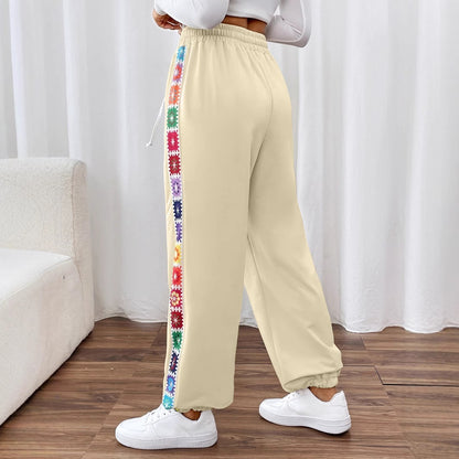Damen Freizeithose mit buntem Blümchenmuster und elastischem Bund Stalluxe
