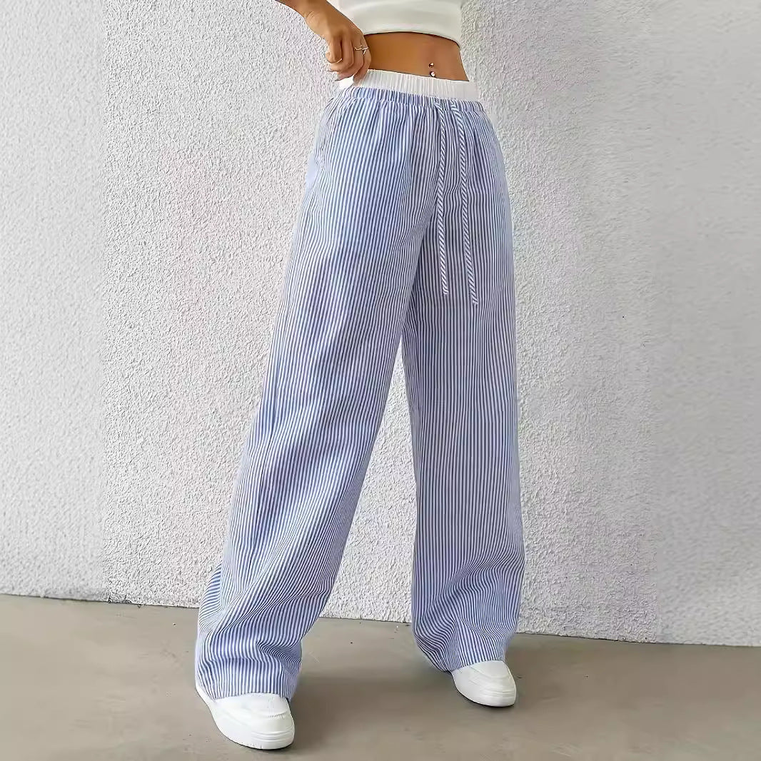 Damen Weite gestreifte Freizeithose Stalluxe