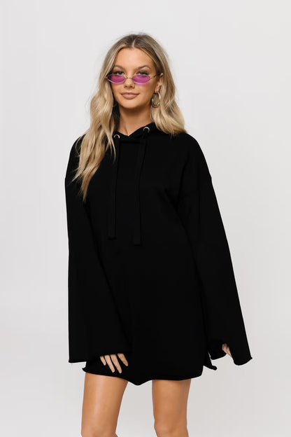 Damen lässiges Oversized Hoodie-Kleid mit Kapuze und langen Ärmeln Stalluxe