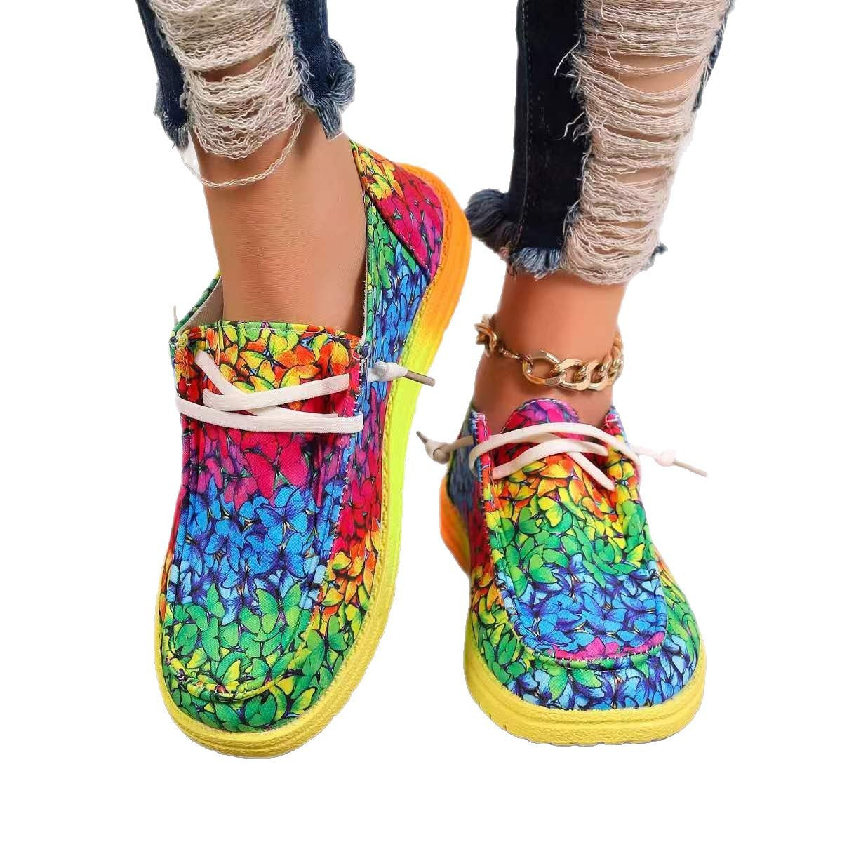 Damen Sportliche Sneaker mit farbenfrohem Blumenmuster und atmungsaktiver Obermaterialstruktur Stalluxe