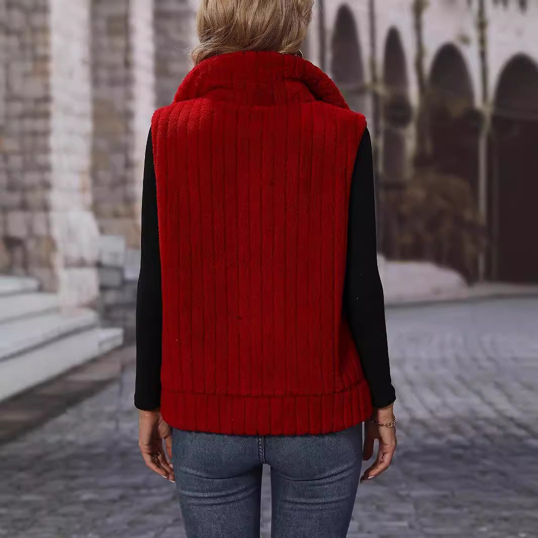 Damen Kuschelige Weste mit Hochkragen und durchgehendem Reißverschluss Stalluxe