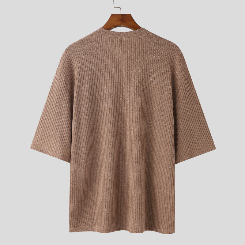Damen V-Ausschnitt Oversize-Shirt aus strukturiertem Baumwollmaterial Stalluxe