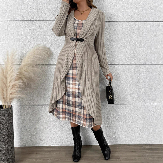 Damen Strickjacke mit asymmetrischem Saum und modischer Schnalle Stalluxe