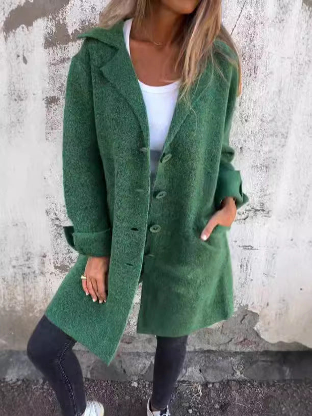 Damen klassischer Wollmantel mit seitlichen Taschen und großer Kapuze Stalluxe