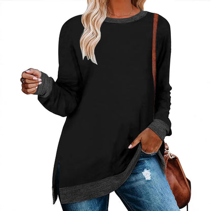 Damen lässiges Oversized Langarmshirt mit abgesetztem Saum Stalluxe