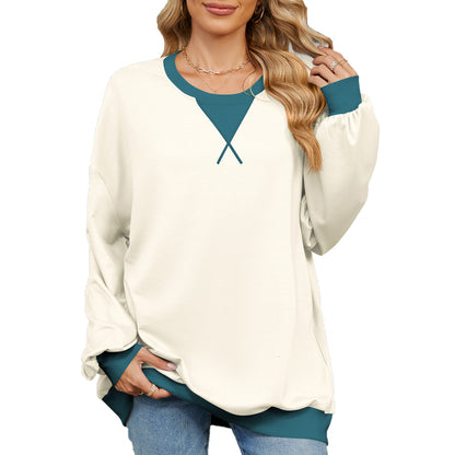 Damen lässiges Oversized Sweatshirt mit modernem V-Ausschnitt und eleganten Ärmelbündchen Stalluxe