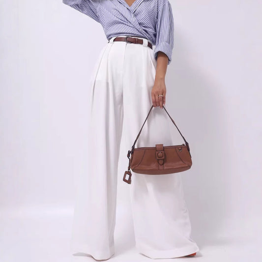 Damen weite Palazzohose mit hohem Bund und eleganter Taillierung Stalluxe