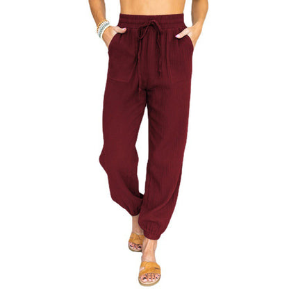 Damen luftige Freizeithose mit elastischem Bund und seitlichen Taschen Stalluxe