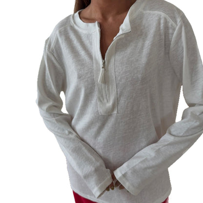 Damen Langarmshirt mit modischem Reißverschluss und sanften Nähten Stalluxe