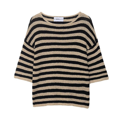 Damen lässiger Strickpullover mit breiten Streifen und weichem Material Stalluxe