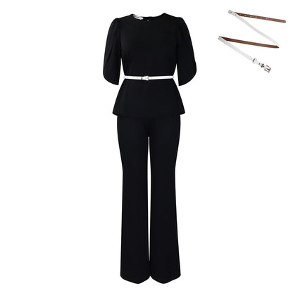 Damen elegante und modische Kombination aus Oberteil und Hose Stalluxe