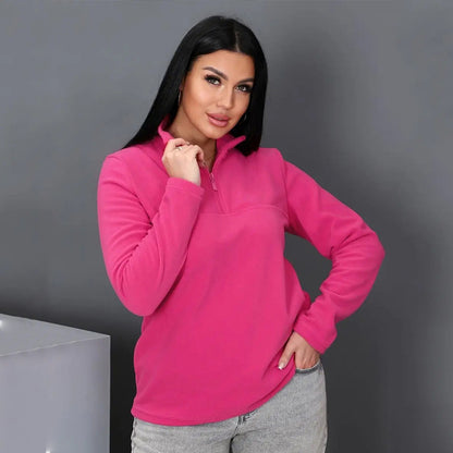 Damen Fleece-Pullover mit Stehkragen und Reißverschluss Stalluxe