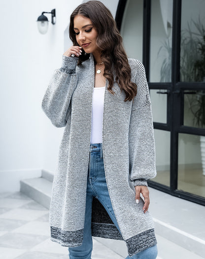 Damen Langer Strickcardigan mit modischem Design und breiten Ärmeln Stalluxe