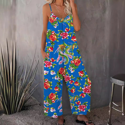 Damen Sommerlicher Jumpsuit mit floralen Mustern und weitem Schnitt Stalluxe