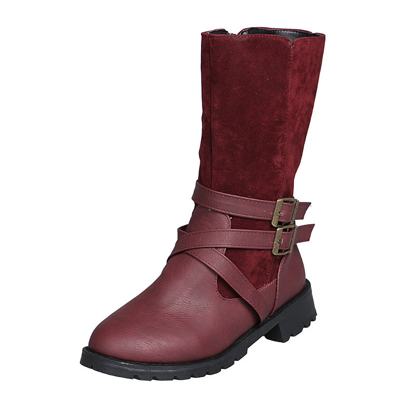 Damen elegante Stiefel mit modischem Kreuz-Riemen-Design und robustem Profil Stalluxe