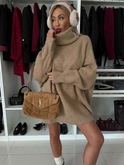 Damen Strickpullover mit hohem Kragen und weitem Schnitt Stalluxe