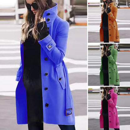 Damen modischer Trenchcoat mit hoch geschlossenem Kragen und praktischen Taschen Stalluxe