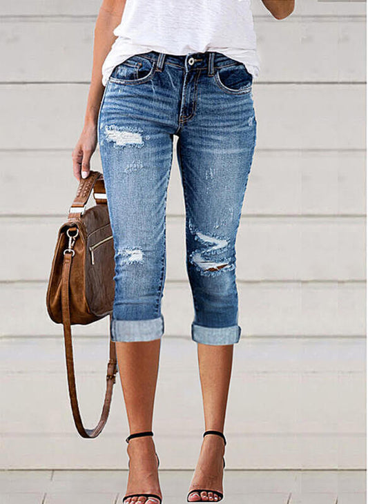 Damen 3/4 Jeans im Used-Look Stalluxe