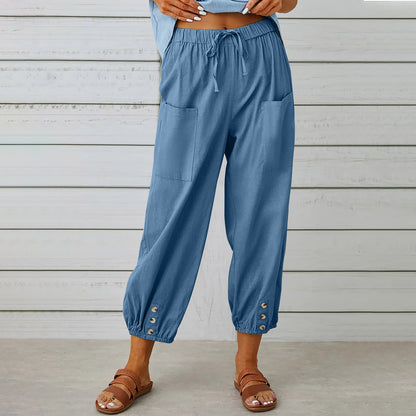 Damen modische Freizeit-Hose mit praktischen Taschen und elastischen Bündchen Stalluxe