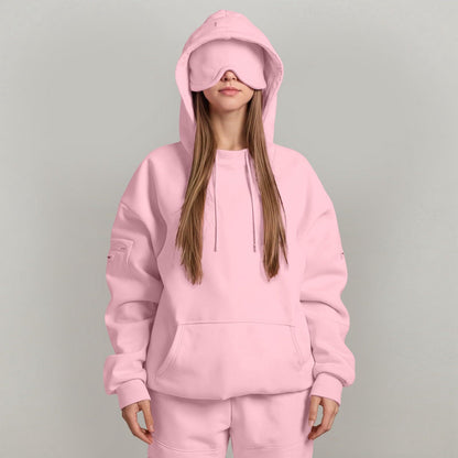 Damen kuscheliger Oversized Hoodie mit integrierter Augenmaske Stalluxe