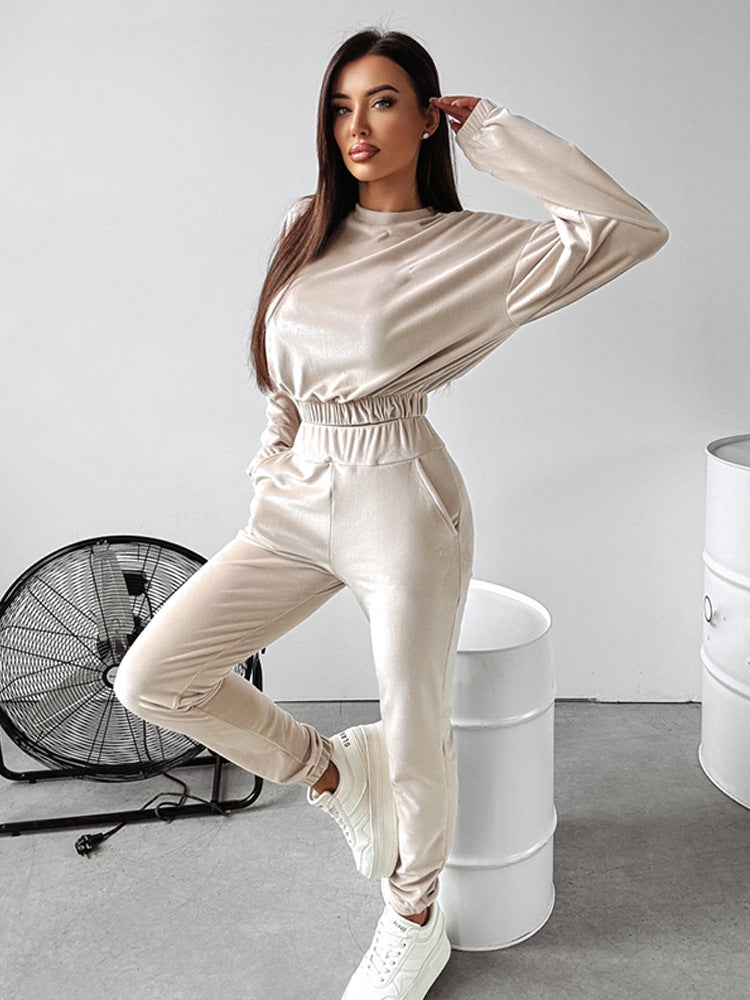 Damen sportliches Cropped 'Lounge-Set' mit elastischem Bund und praktischen Taschen Stalluxe