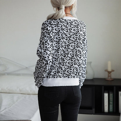 Damen Gemusterter Strickpullover mit Leopardenmuster Stalluxe