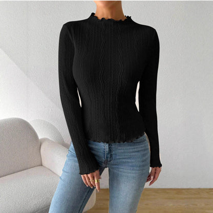 Damen Elegantes Langarmshirt mit strukturiertem Design und Rüschen Stalluxe