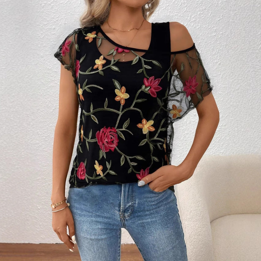 Damen Blouse mit floralen Applikationen Stalluxe