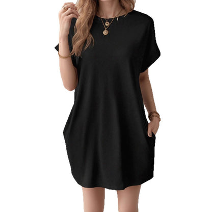 Damen lässiges T-Shirt Kleid mit tiefen Seitentaschen und bequemem Schnitt Stalluxe