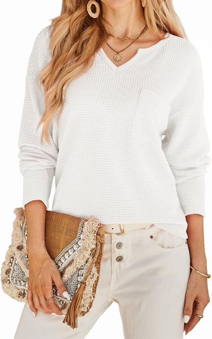 Damen lässiges V-Ausschnitt Pullover mit Brusttasche Stalluxe